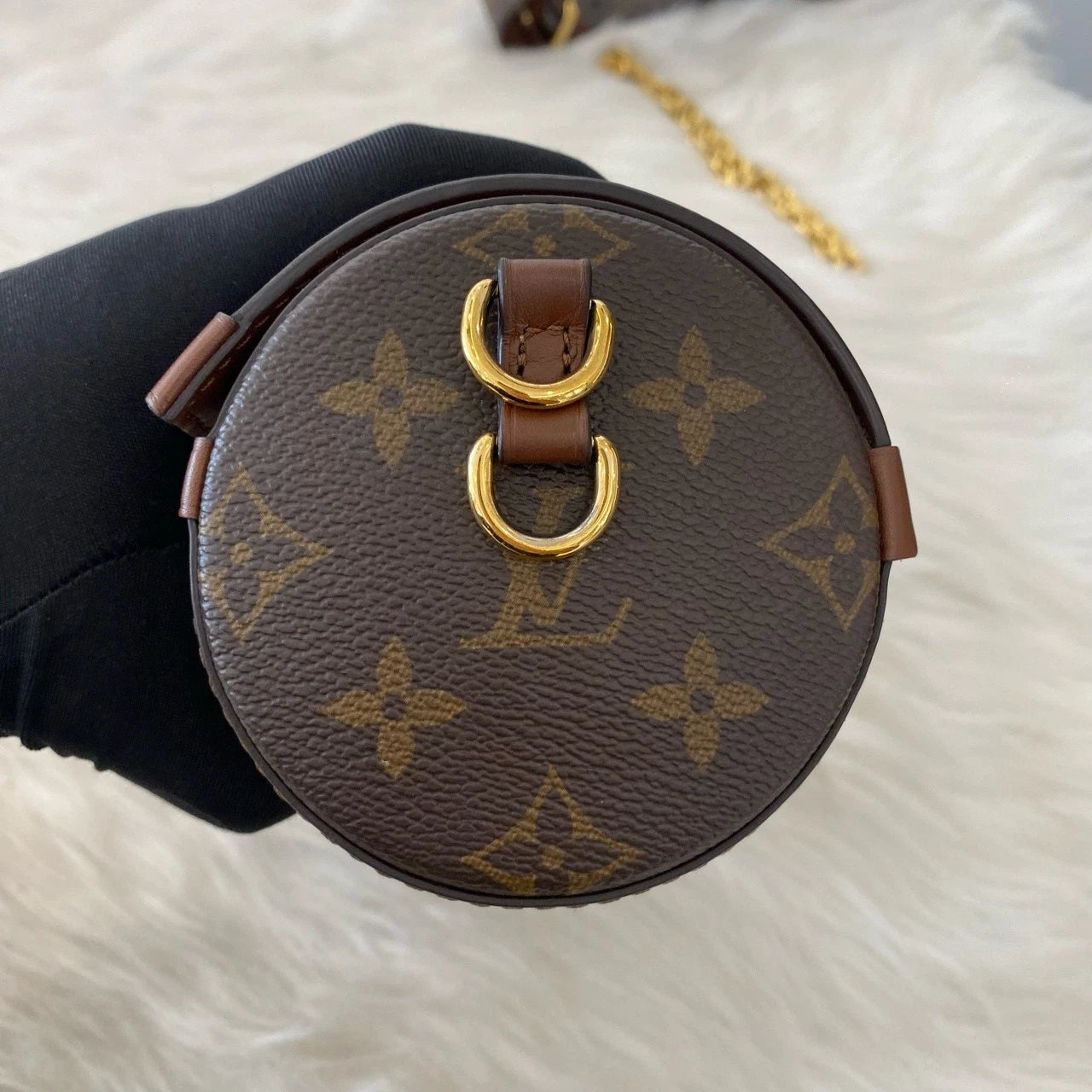 Louis Vuitton Papillon Monogram Brown Gold Buckle Crossbody Bag Women Classic