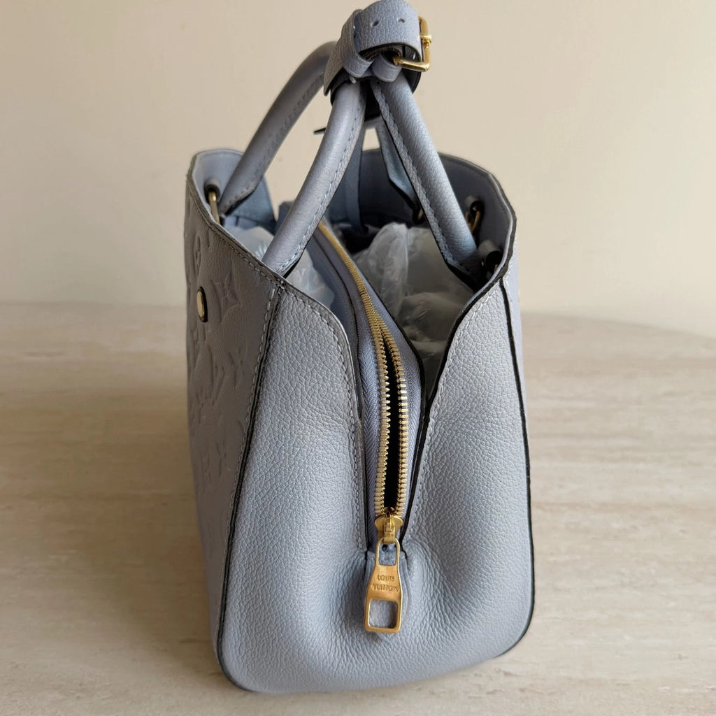 Louis Vuitton Montaigne BB Calfskin Monogram Empreinte Blue Handbag Crossbody