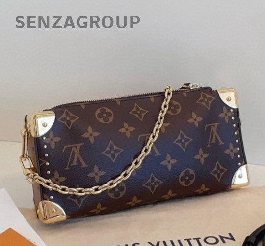 Louis Vuitton Side Trunk Mini Monogram Chain Shoulder Bag Crossbody Brown Women