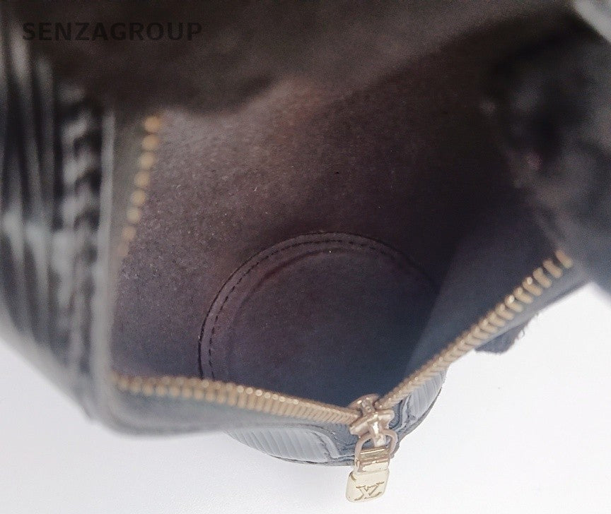 Louis Vuitton Papillon Epi Handbag Shoulder Bag Black Silver Unisex Adults