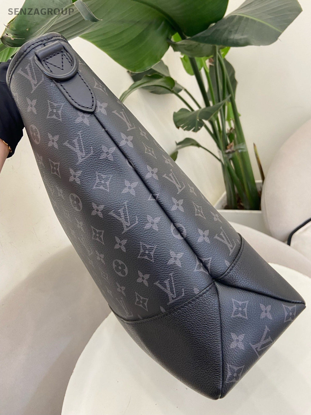 Louis Vuitton Saumur Tote Monogram Top Handle Bag Black Unisex Adults Classic
