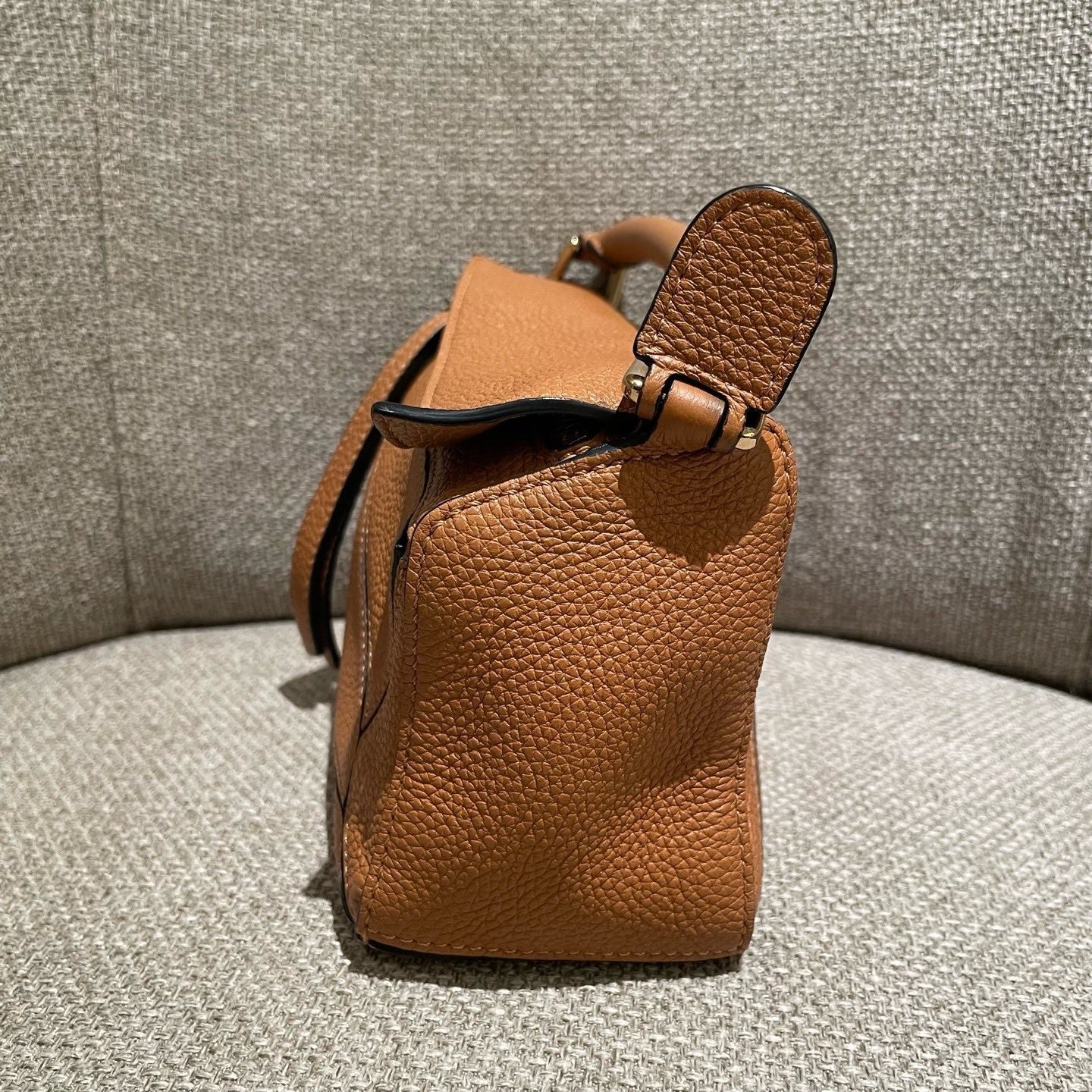 Loewe Puzzle Mini Top Handle Bag Crossbody Brown Gold Used Women Classic