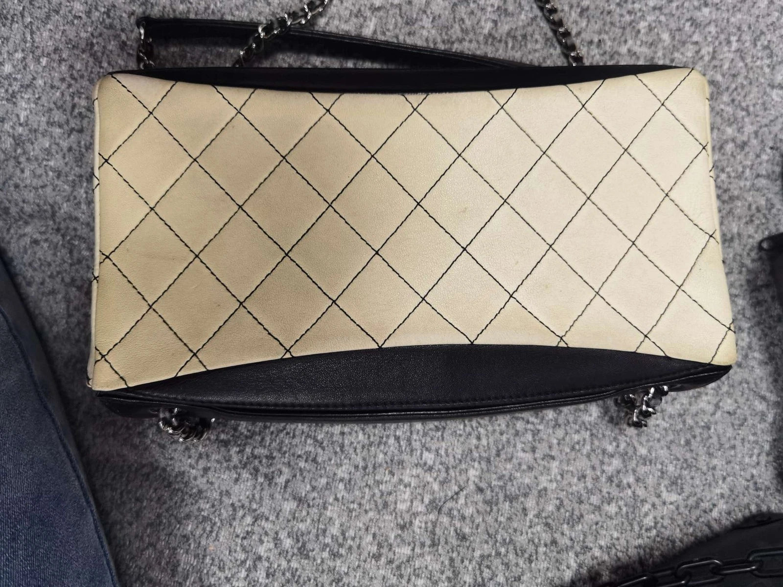 Chanel Black White Colorblock Lambskin CF Shoulder Handbag for Women