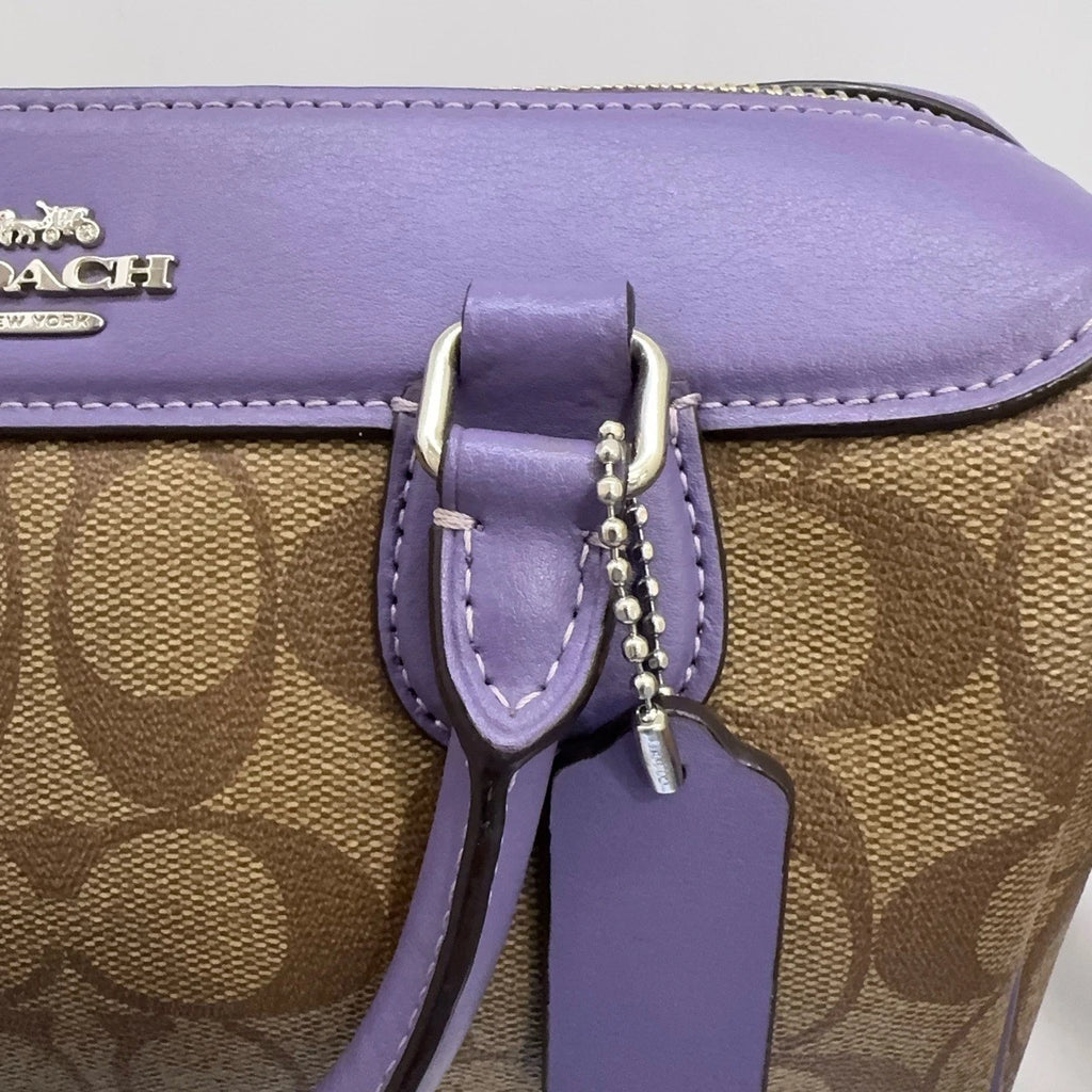 COACH Bennett 23 Boston Handbag Shoulder Crossbody Women Brown Purple