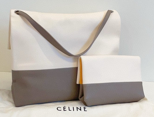 Celine All Soft Shoulder Bag White Yellow Used Women Classic Designer