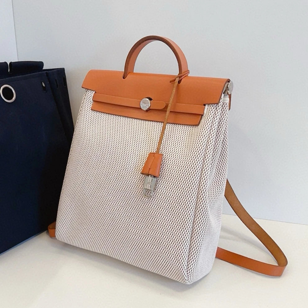 Hermes Herbag31 Vintage Backpack Beige Silver Used Women Classic