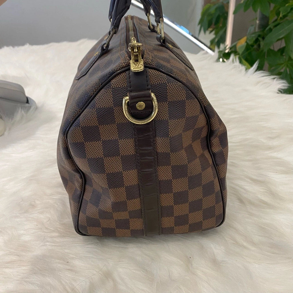 Louis Vuitton Speedy 30 Damier Ebene Canvas Shoulder Bag Classic Women's
