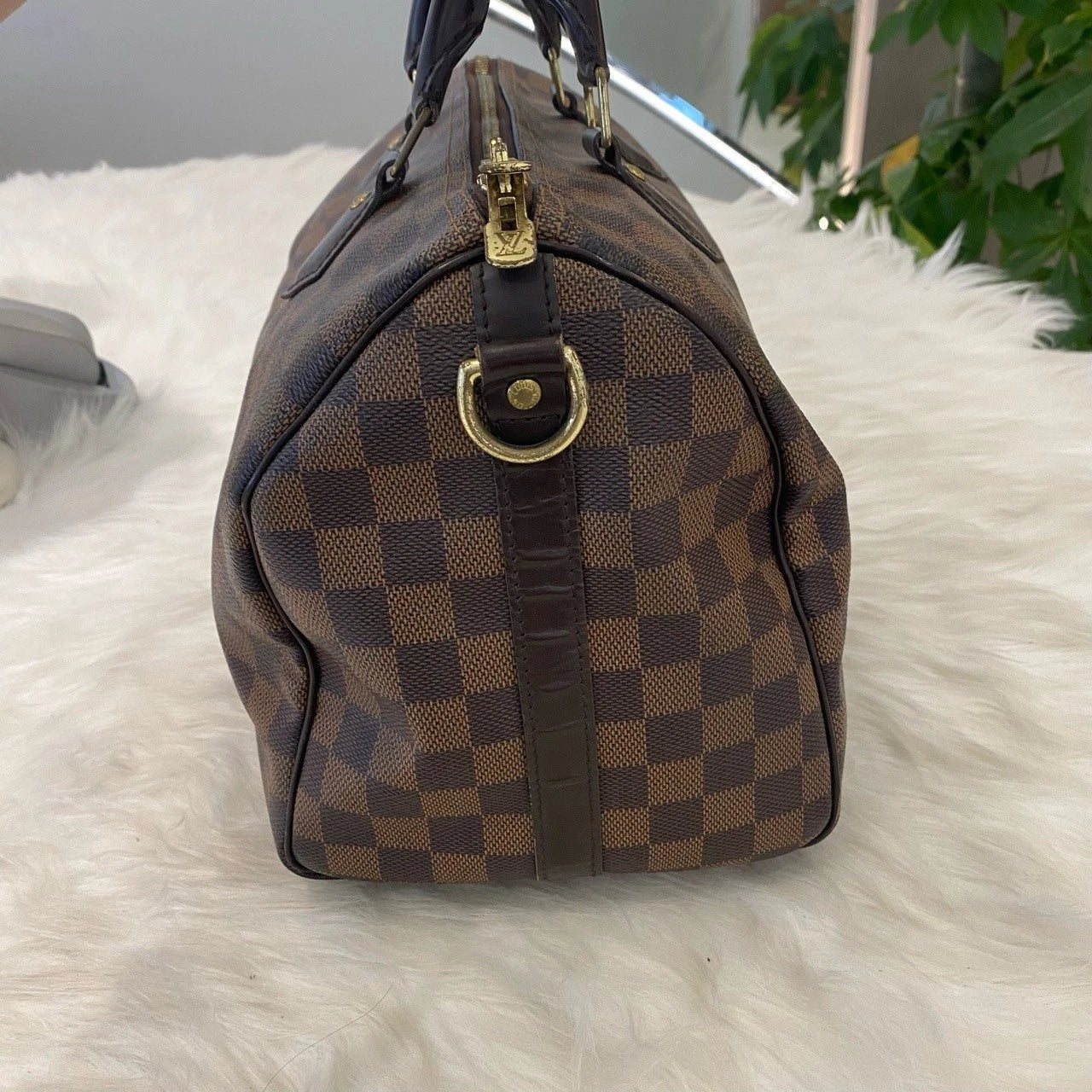 Louis Vuitton Speedy 30 Damier Ebene Canvas Shoulder Bag Classic Women's