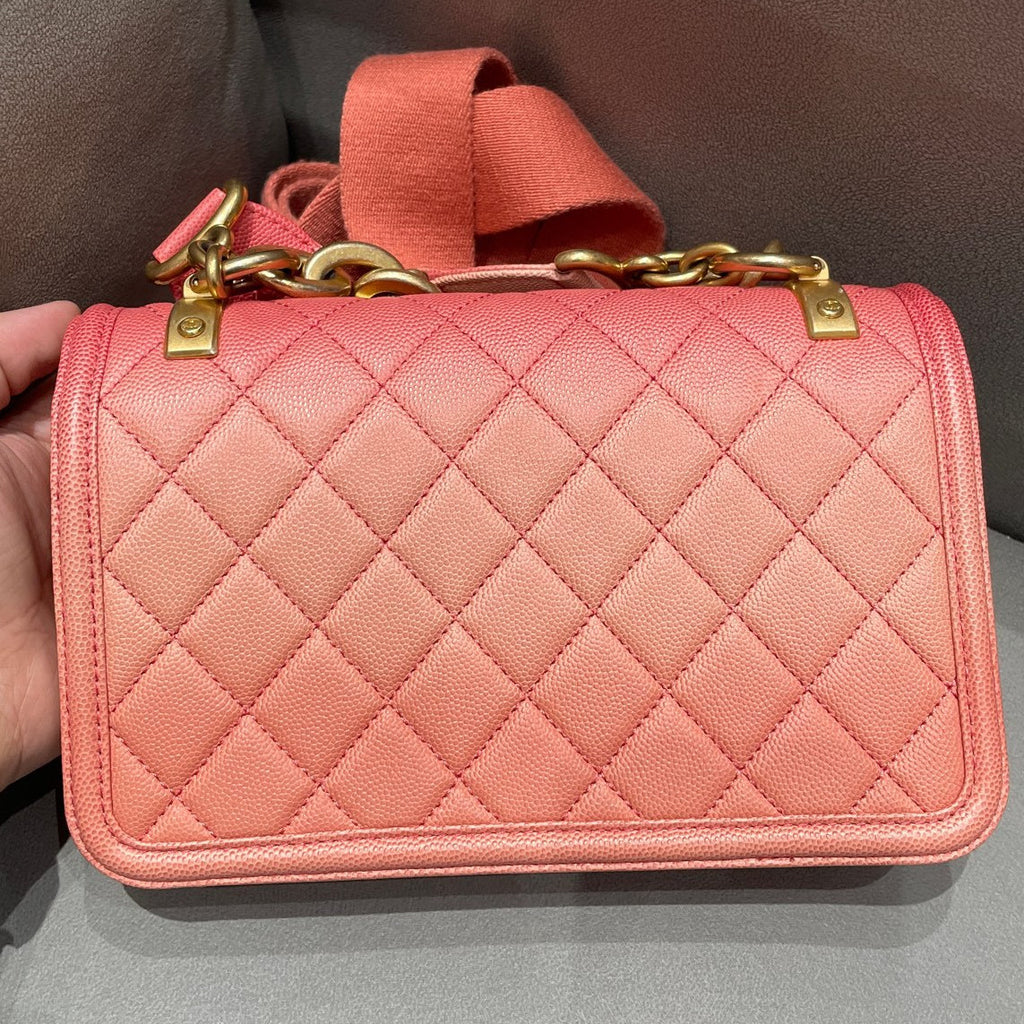 Chanel Classic Flap Bag Pink Gold Chain Shoulder Crossbody Quilted