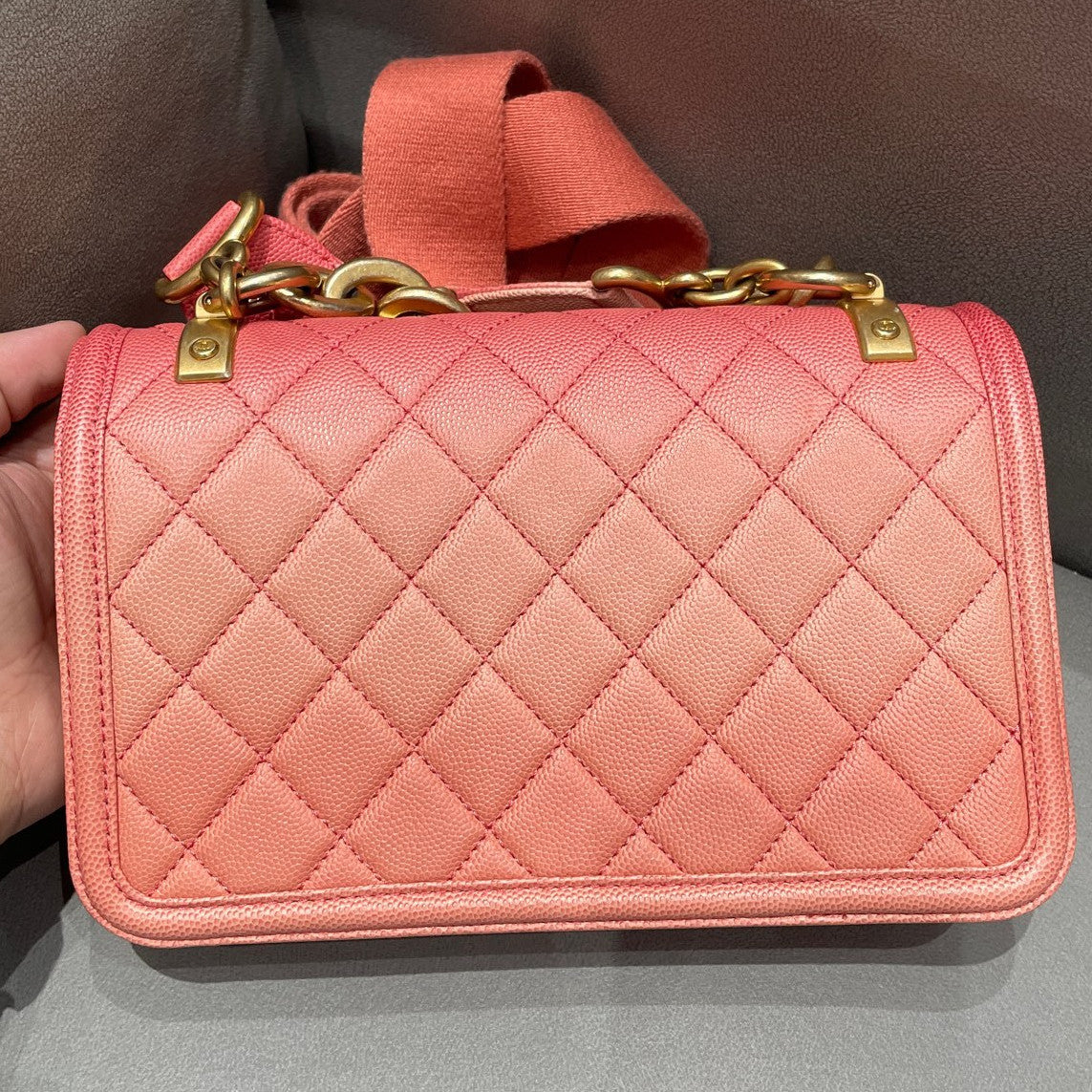 Chanel Classic Flap Bag Pink Gold Chain Shoulder Crossbody Quilted