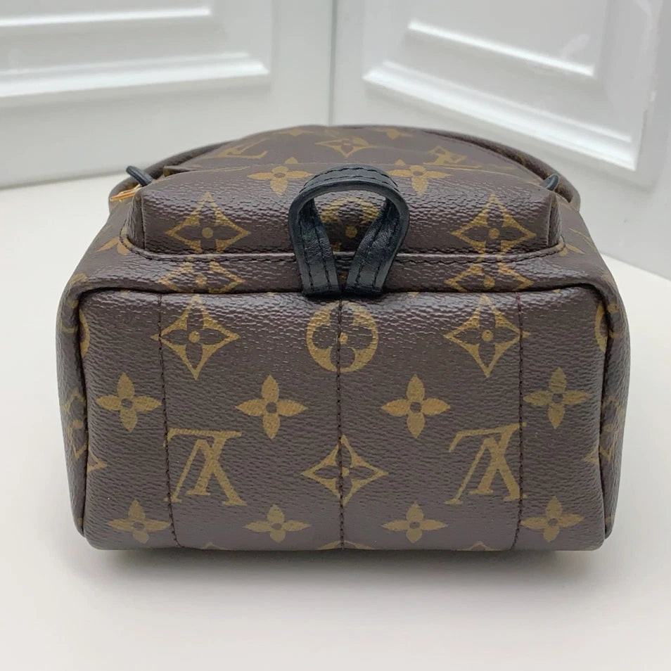Louis Vuitton Palm Spring Monogram Canvas Backpack Brown Gold Women Classic