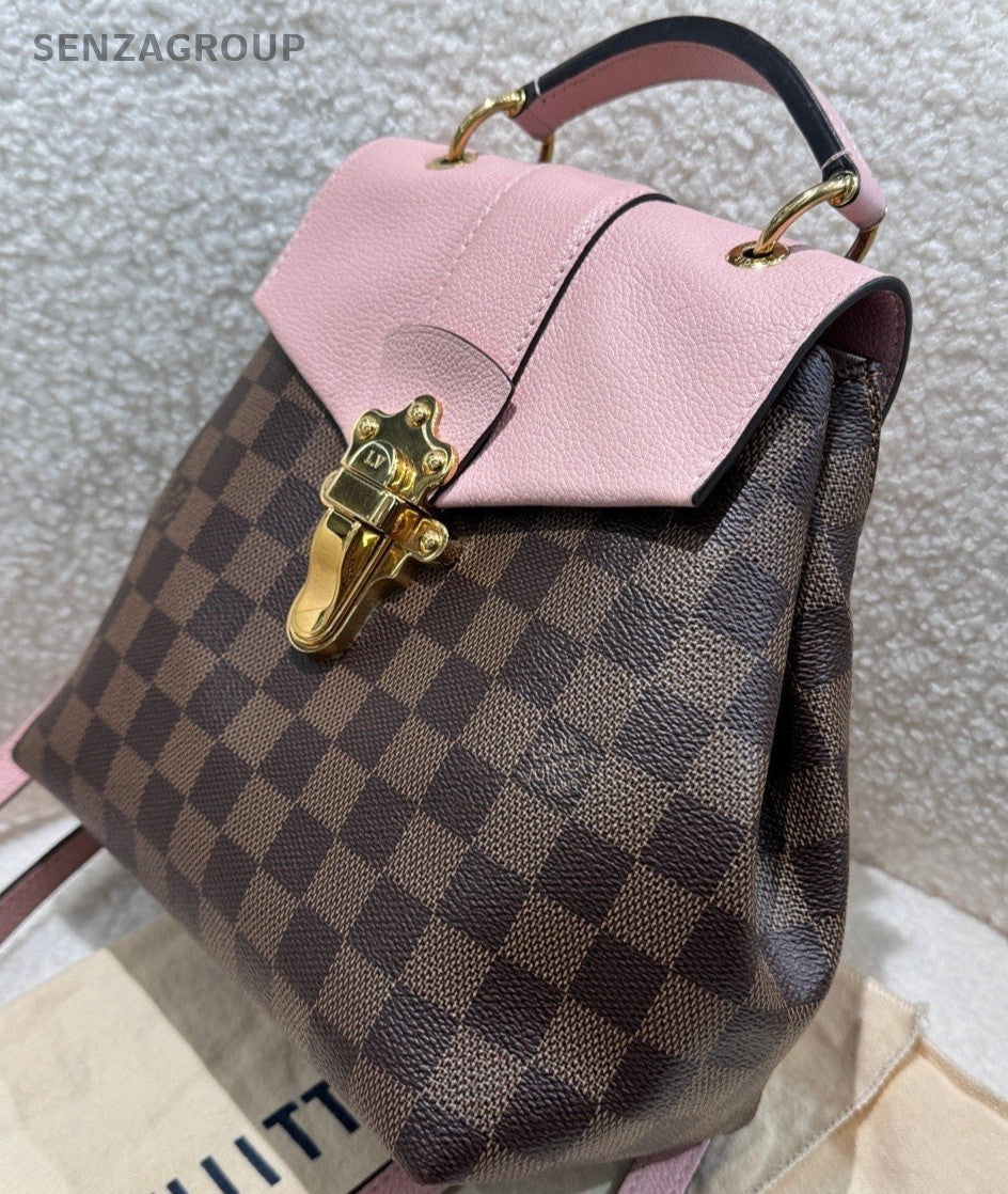 Louis Vuitton Clapton Damier Ebene Backpack Shoulder Bag Brown Pink Women