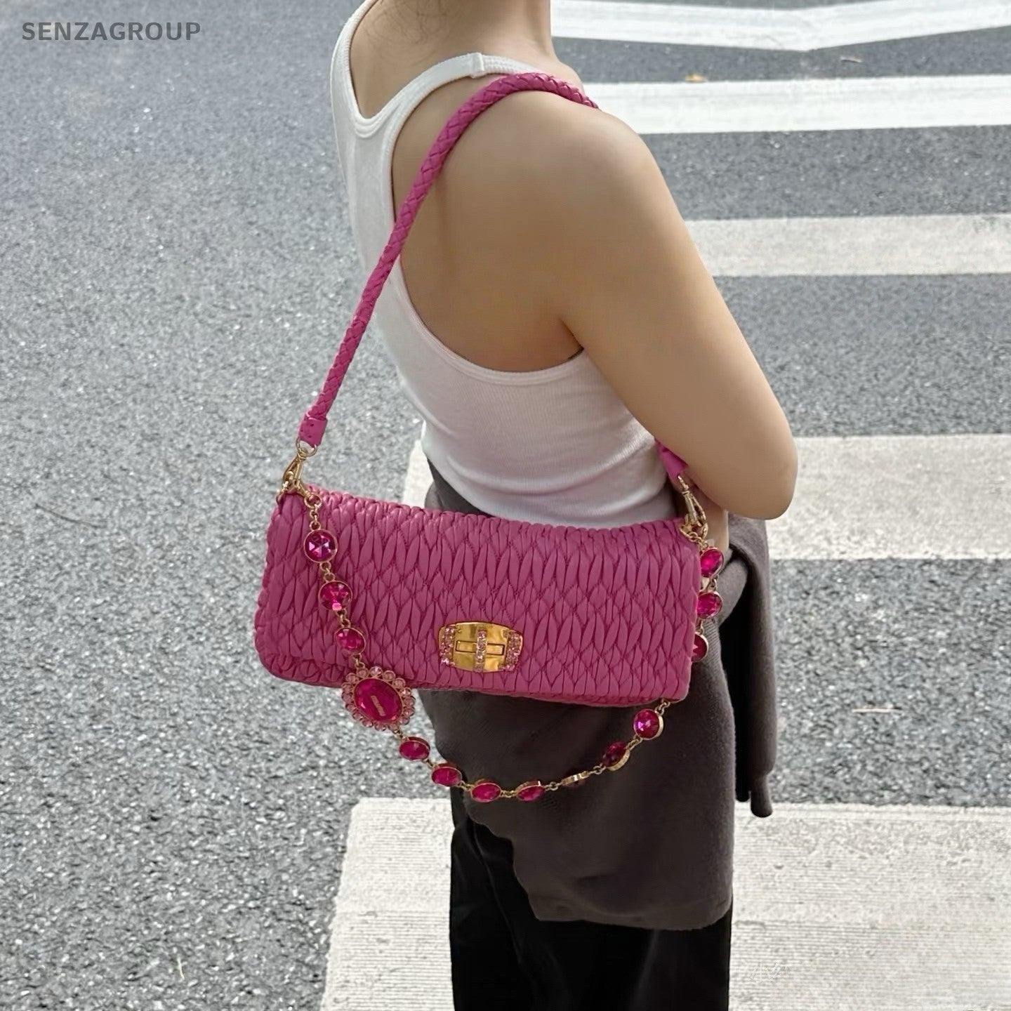 MIUMIU gemstone Shoulder Crossbody bag Pink Women