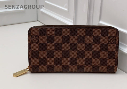 Louis Vuitton Damier Ebene Long Wallet Clutch Handbag Brown