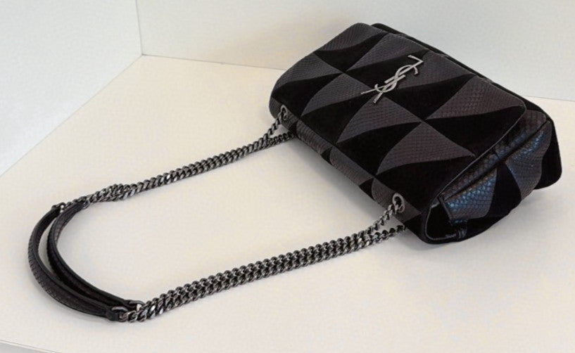 PRADA Jamie Kate MM Suede Chain Shoulder Handbag Black Women