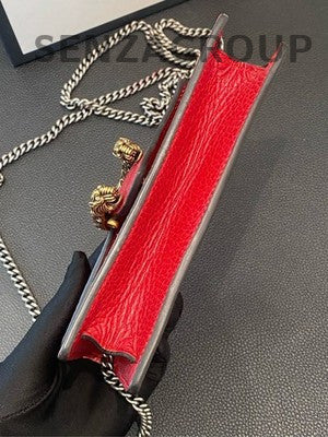 Gucci Dionysus Mini Bag Red Silver Chain Crossbody Women's Classic