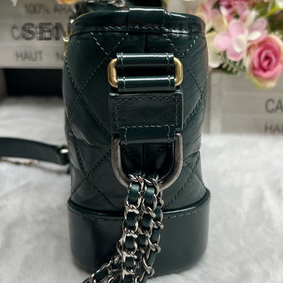 Chanel Black Gold Quilted Small Gabrielle Hobo Chain Shoulder Crossbody Bag