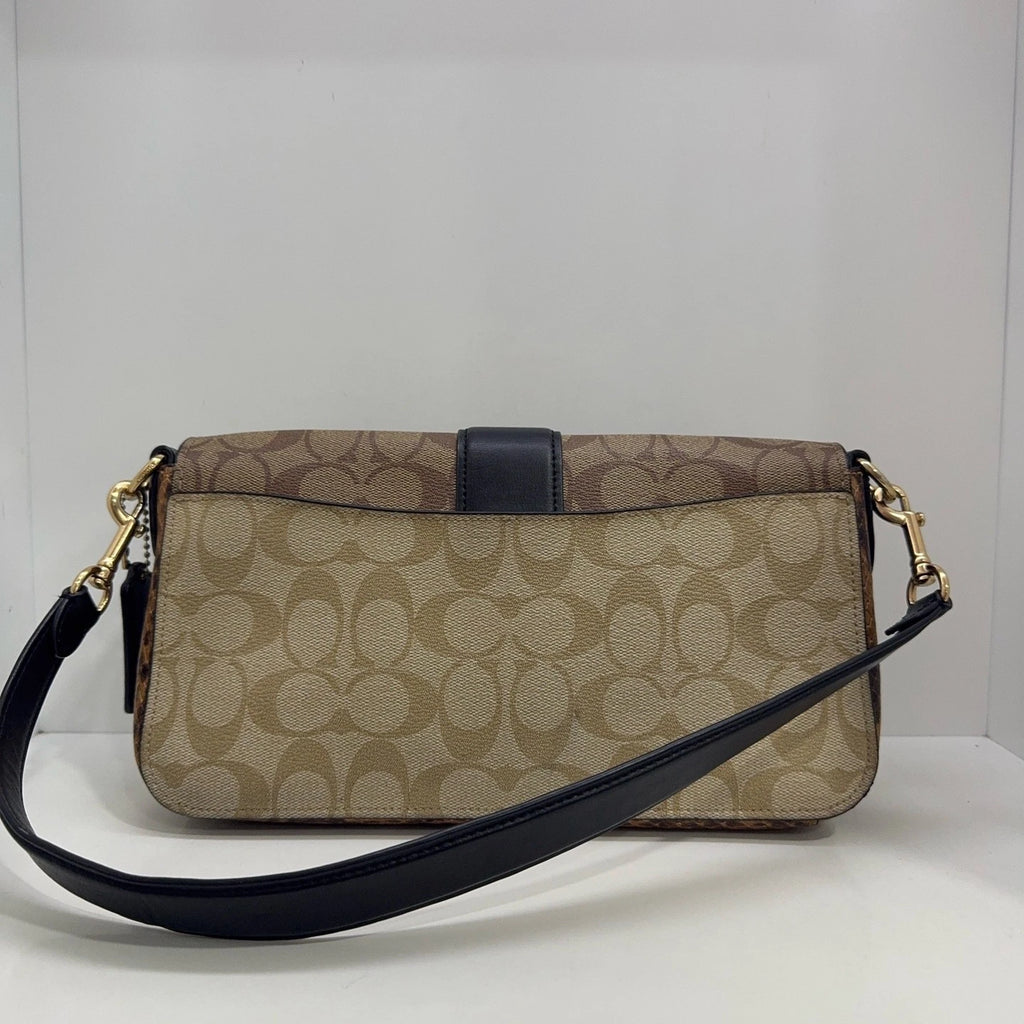 Coach Georgie27 Logo Canvas Leather Shoulder Bag Excellent