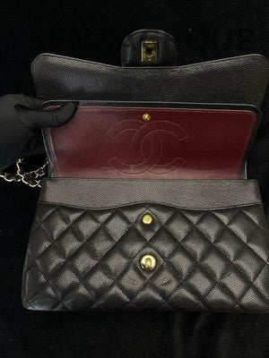 Chanel Classic Flap Jumbo Black Gold Quilted Chain Shoulder Bag