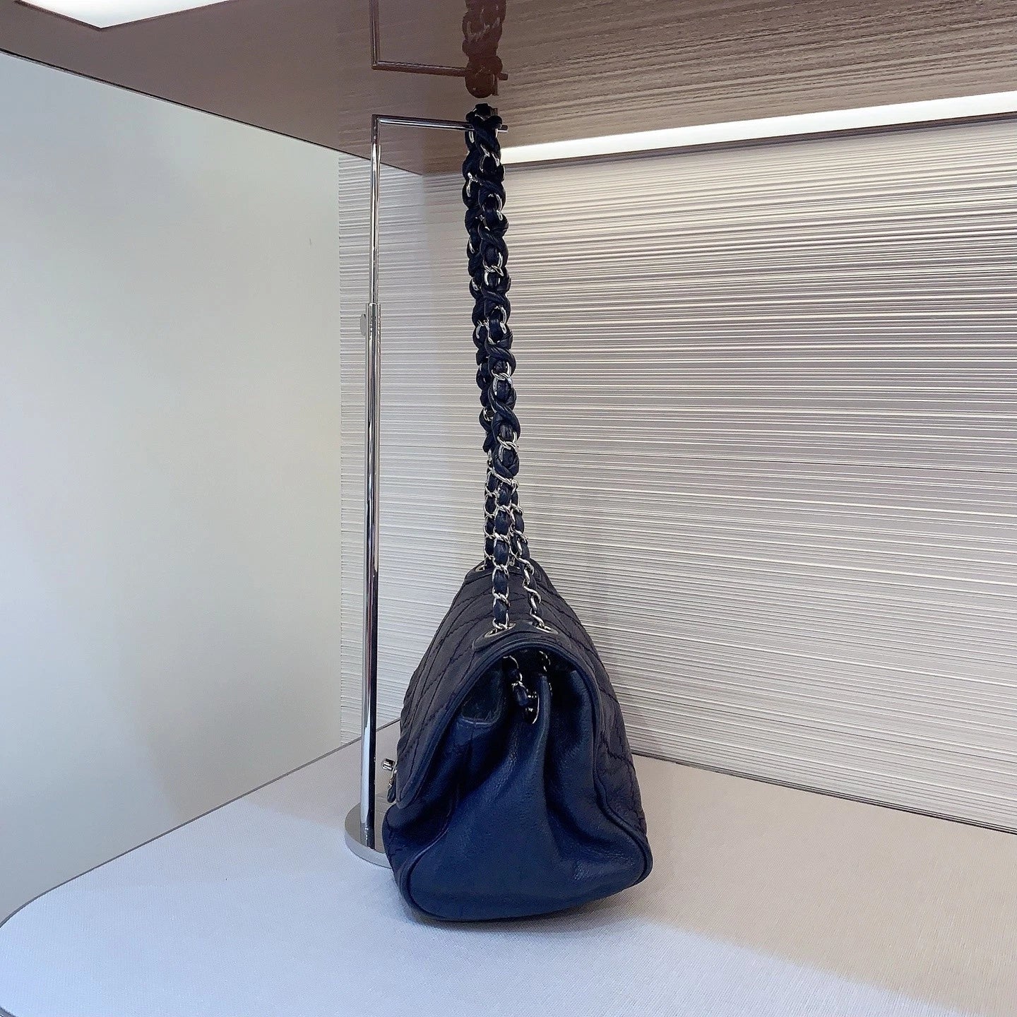 CHANEL Blue Leather Pumpkin Shoulder Bag For Women
