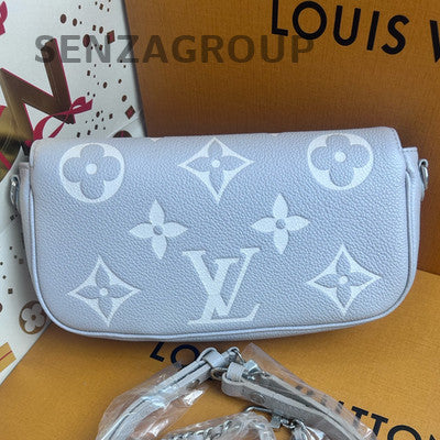 Louis Vuitton Ivy Monogram Grey Silver Chain Shoulder Bag Women Classic