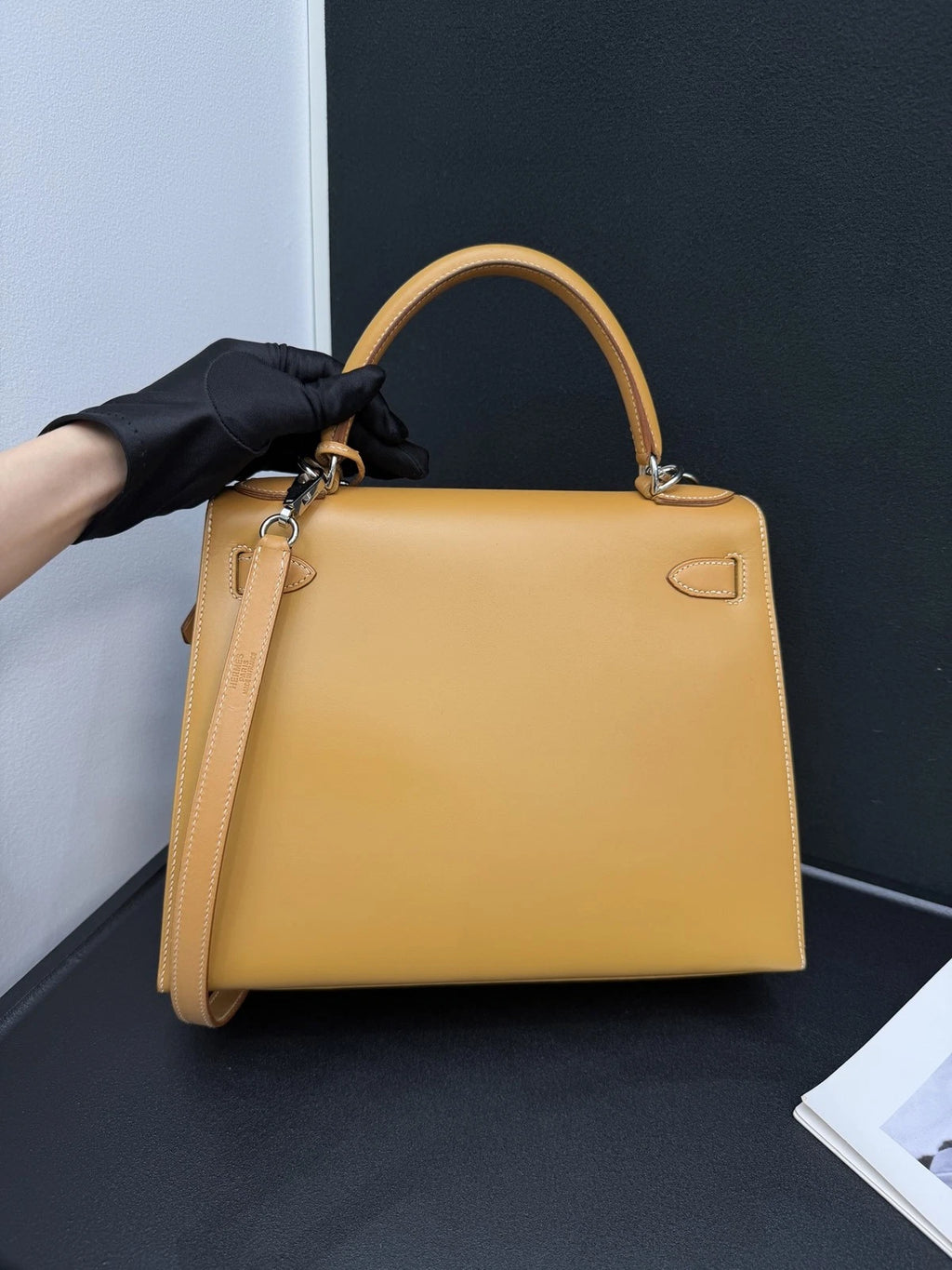 Hermes Kelly28 Top Handle Bag Crossbody Brown Used Women Classic Fashion