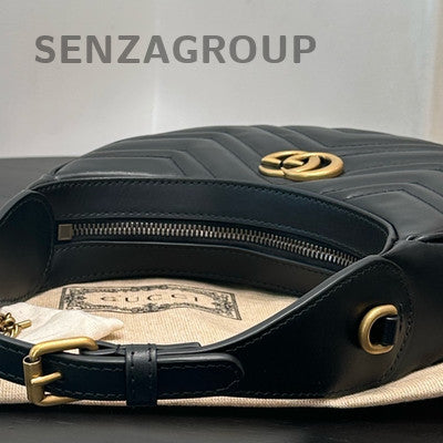 Gucci GG Marmont Black Gold Leather Shoulder Crossbody Bag
