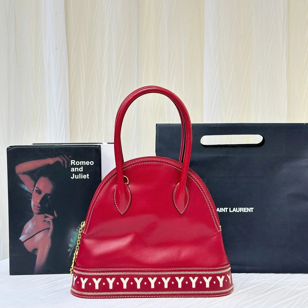 YSL Red White Y Line Shell Shoulder Handbag For Women