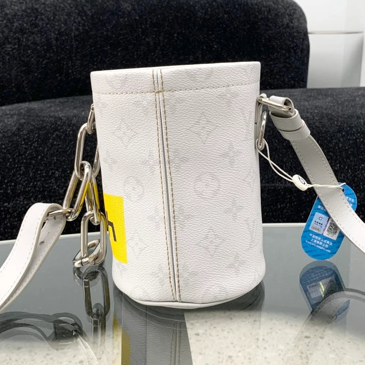 Louis Vuitton Chalk Nano Bucket Monogram Chain Crossbody Bag Gray Women S