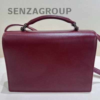 YSL Saint Laurent Bellechasse Red Silver Vintage Shoulder Bag Women Classic