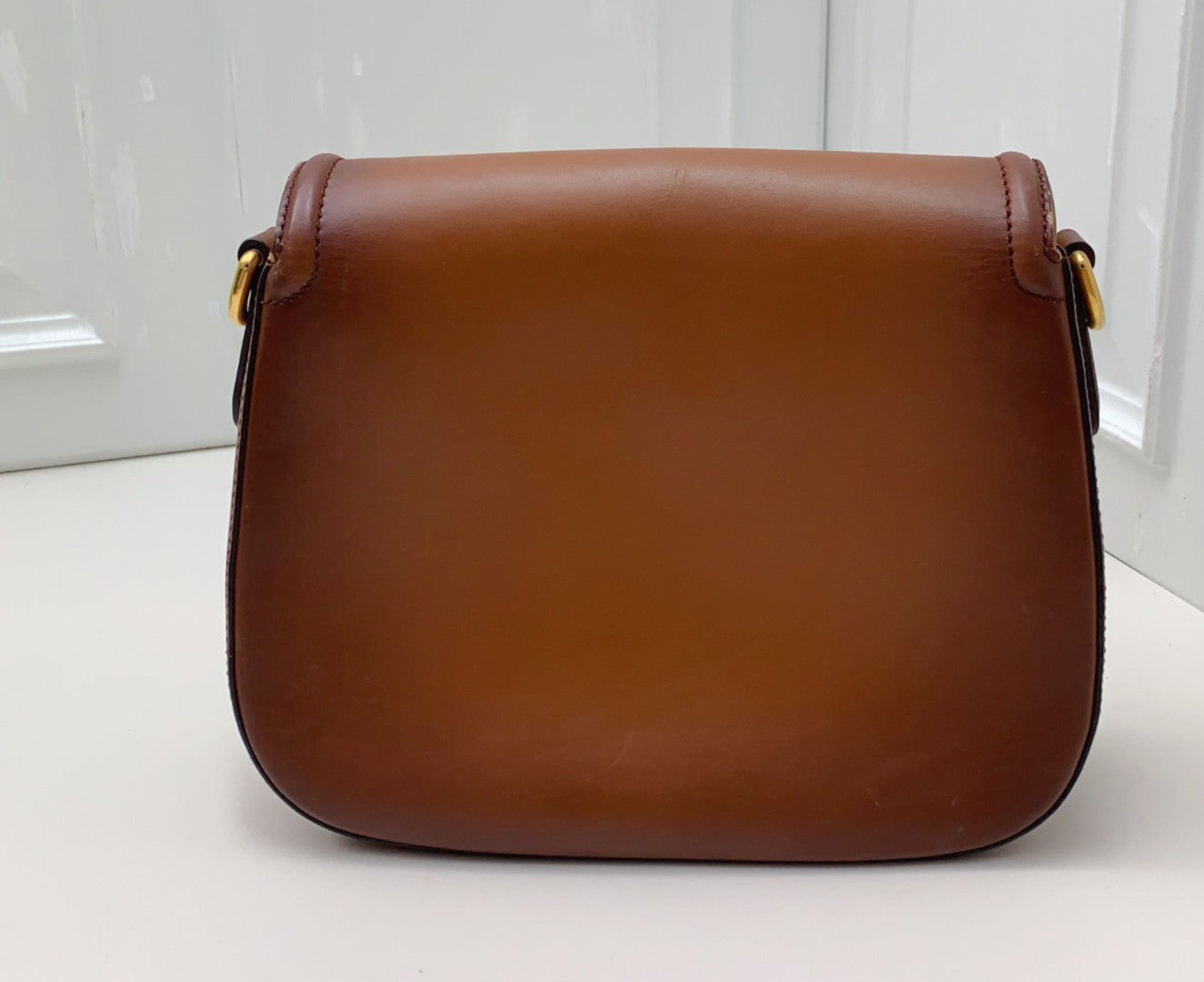GUCCI Lady web Saddle caramel color Shoulder bag Brown Gold