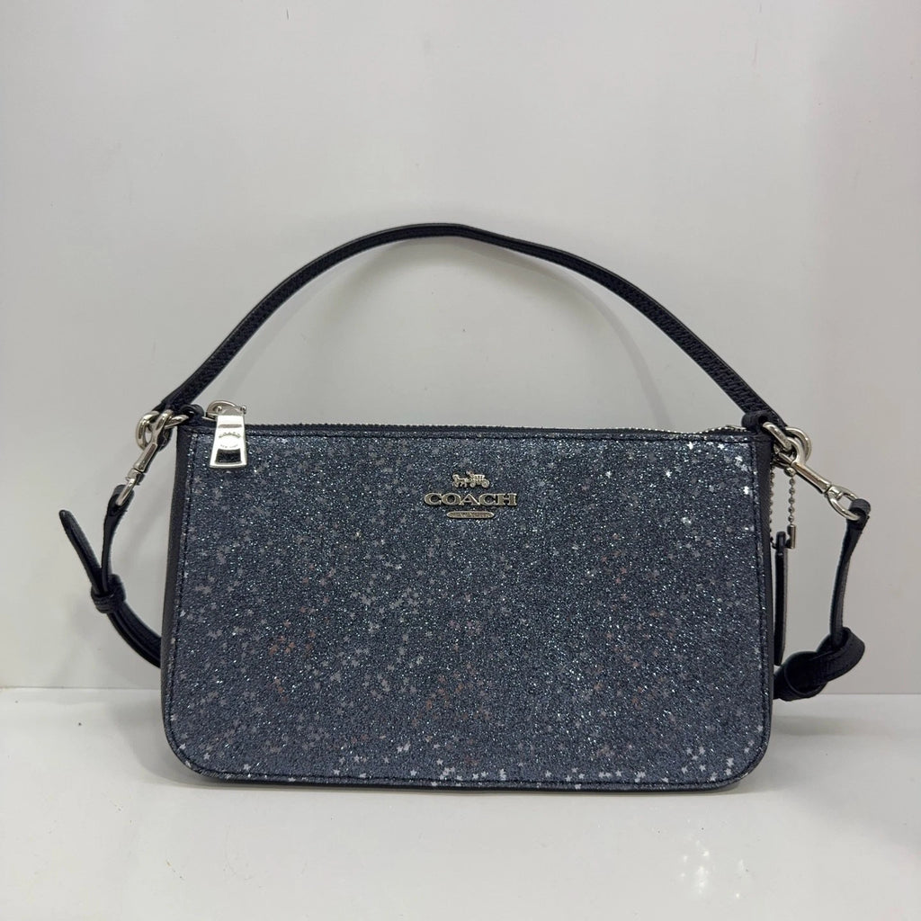 Coach Blue Glitter Leather Top Handle Crossbody Shoulder Handbag For Women