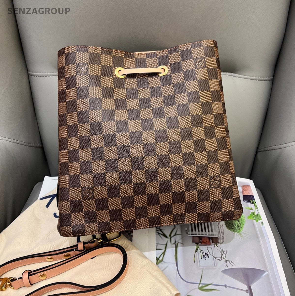 Louis Vuitton Noe Damier Ebene 2ways Shoulder Crossbody Bag Women Brown