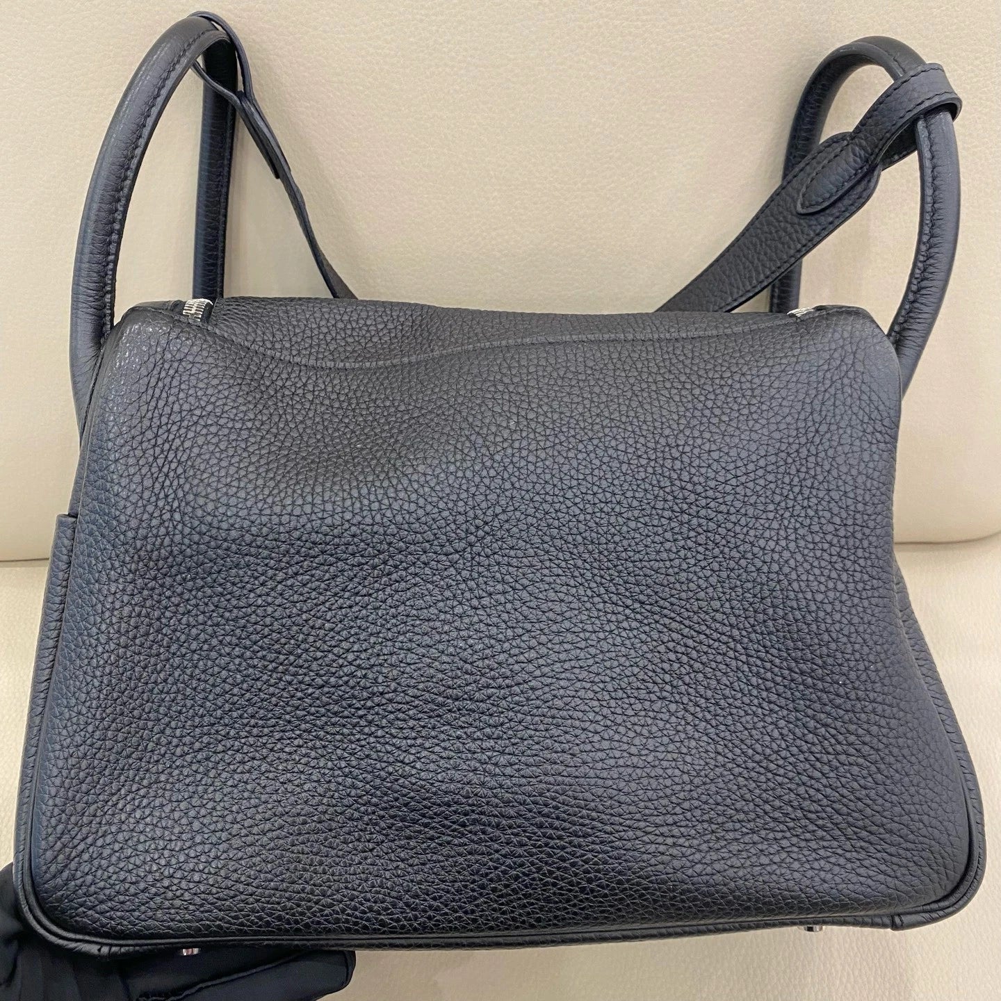 Hermes Lindy30 Black Silver Togo Leather Handbag For Women