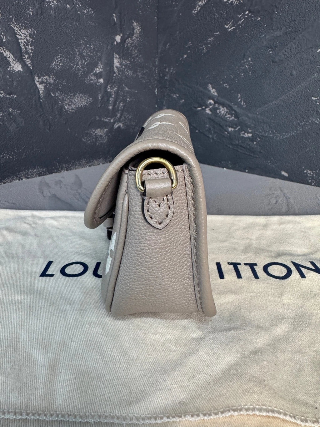 Louis Vuitton Nano Baguette Gray Leather Shoulder Bag For Women