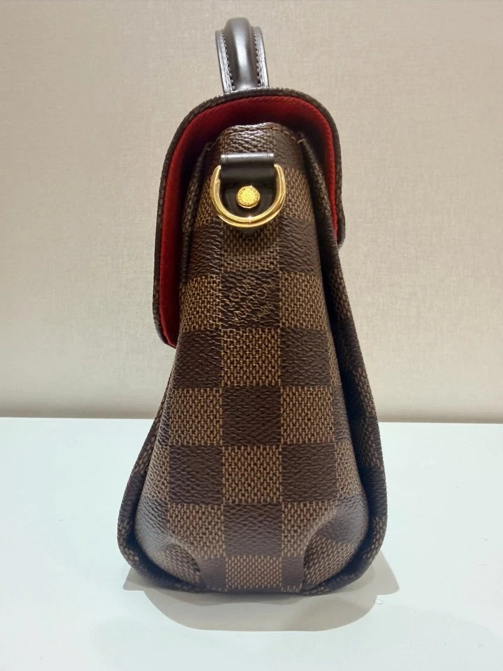 Louis Vuitton Tassel Damier Ebene Top Handle Crossbody Brown Gold Classic Women
