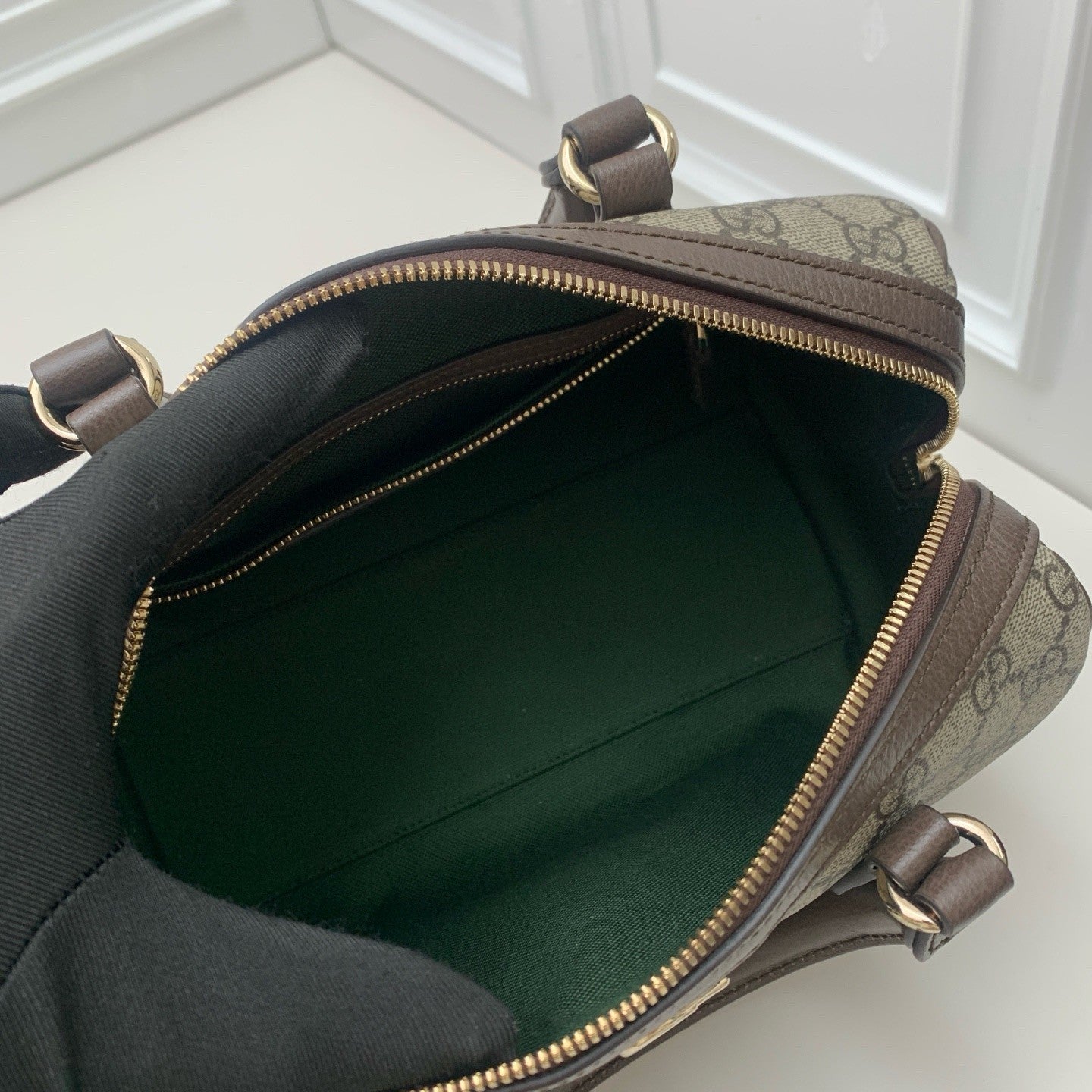Gucci Boston Ophidia Top Handle Crossbody Brown Gold Used Women Classic