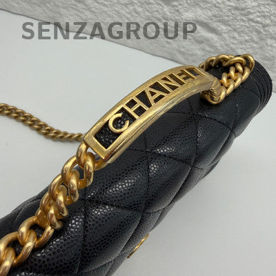 Chanel 23B Le Boy Small Black Caviar WOC Chain Shoulder Crossbody Bag