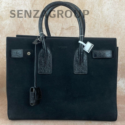 YSL Saint Laurent Sac de Jour Black Suede Handbag Shoulder Bag Women Classic