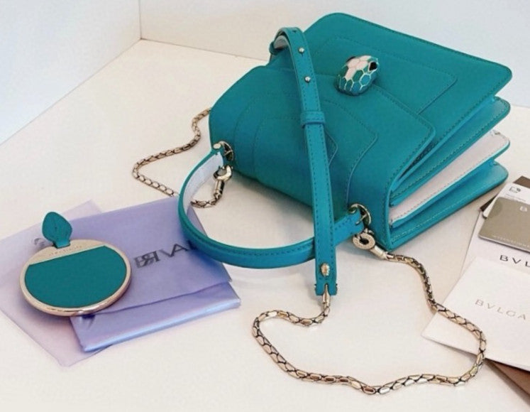 Bvlgari Serpenti Forever Top Handle Peppermint turquoise greenChain Shoulder bag