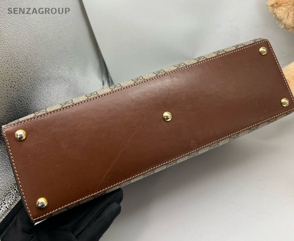 Gucci Padlock GM Top Handle Bag Crossbody Brown Gold Women Classic Fashion