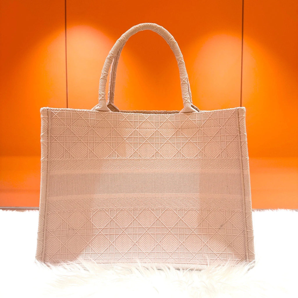 Dior Book Tote Canvas Pink Handbag Tote Bag Excellent