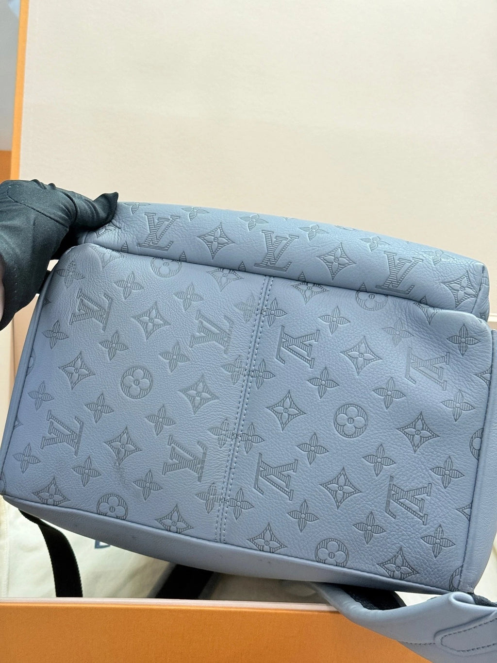 Louis Vuitton New Gray Embossed Leather Apollo Backpack For Women