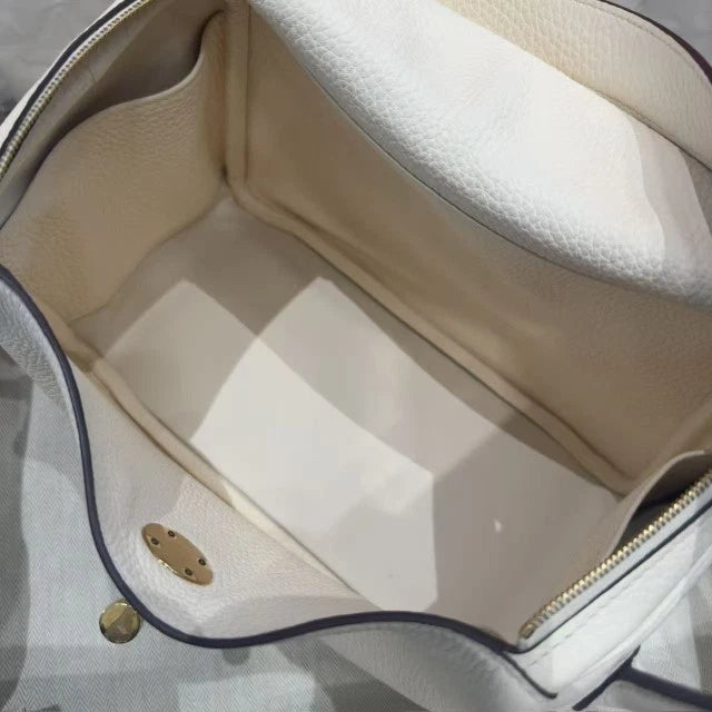 Hermes Lindy26 Top Handle Bag Shoulder Bag White Gold Women Fashion Classic D