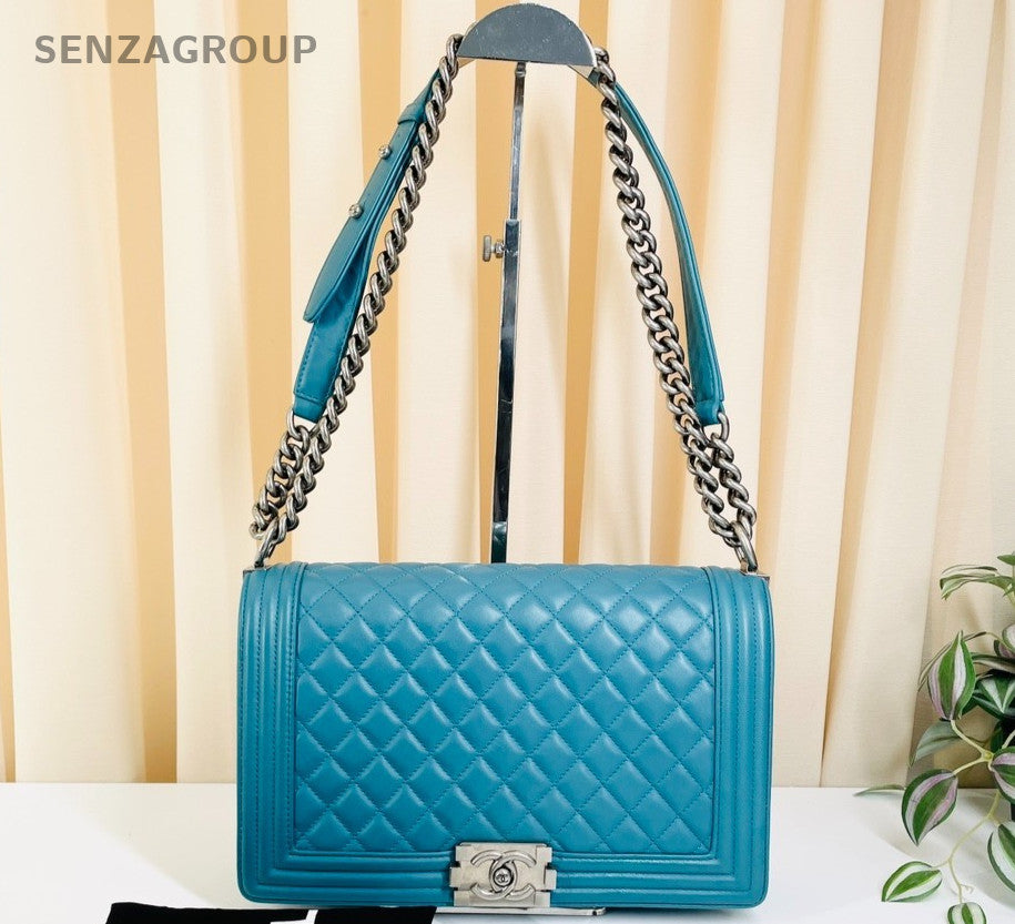 Chanel Leboy MM Calfskin Chain Shoulder bag Peacock blue Women Classic