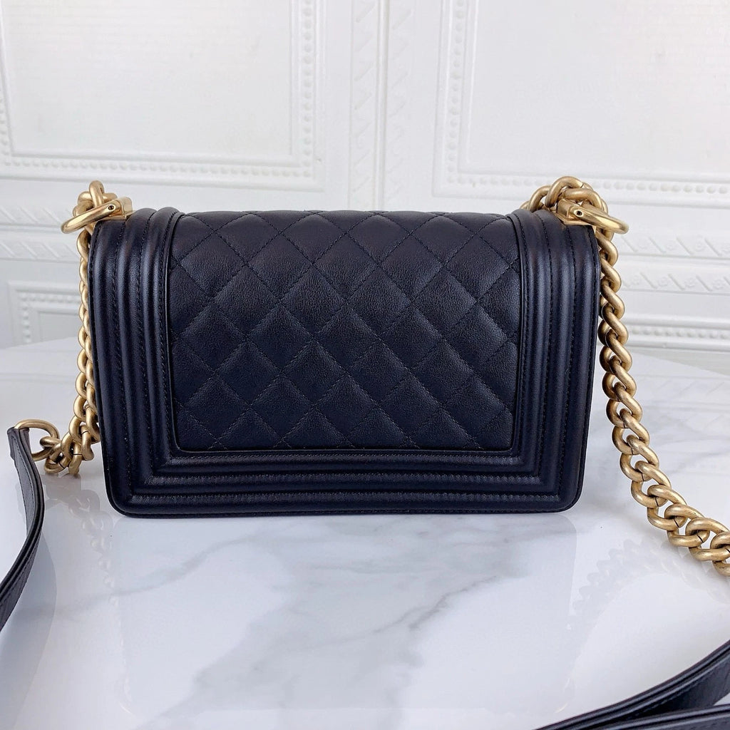 CHANEL Black Gold Leboy Small Shoulder Bag for Women