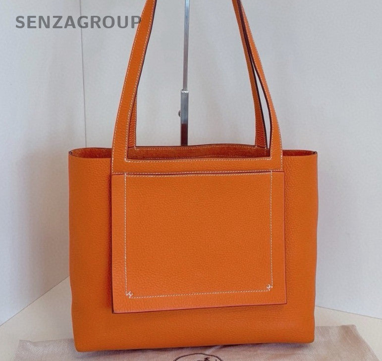Hermes Cabasellier31 Tote Shoulder Bag Orange Used Women Classic