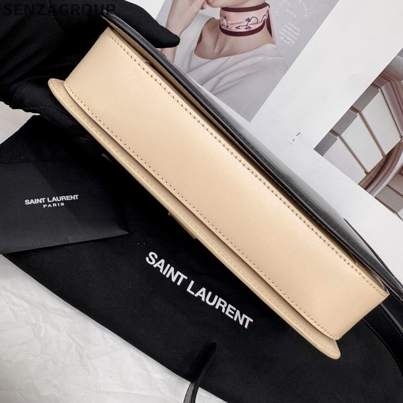 Saint Laurent Solferino Box Bag Black & Beige Shoulder Crossbody Women's Classic