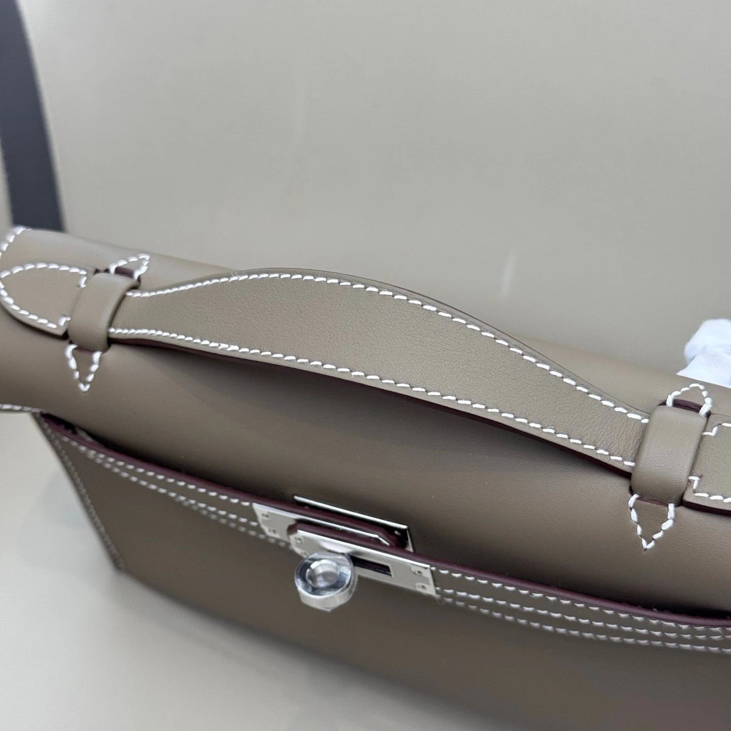 Hermes Minikelly Swift Leather Gray Silver Hardware Handbag For Women