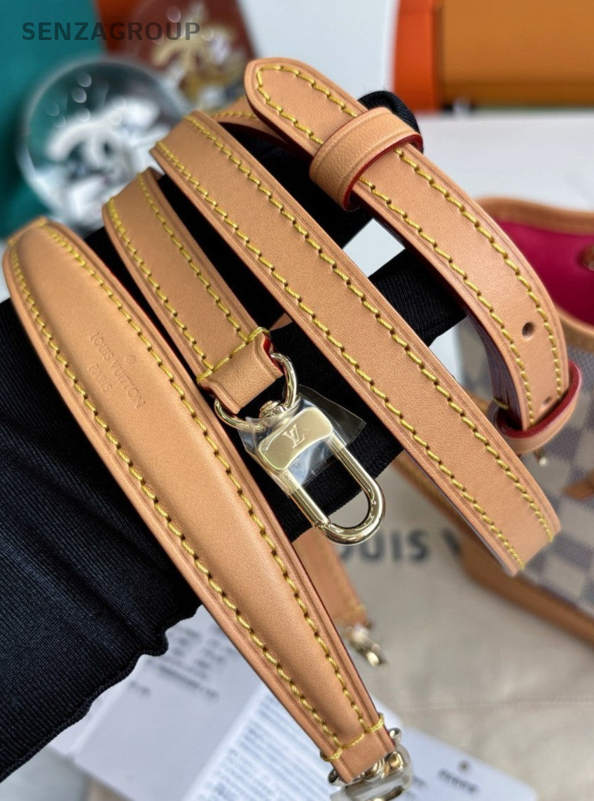 Louis Vuitton Vivienne Nano Noé Damier Azur Buck Shoulder Bag Women Brown